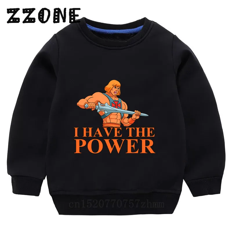 Детские толстовки с капюшоном детские забавные толстовки с принтом «Masters of The Universe He-Man» пуловер для малышей топы для девочек и мальчиков, осенняя одежда KYT5258