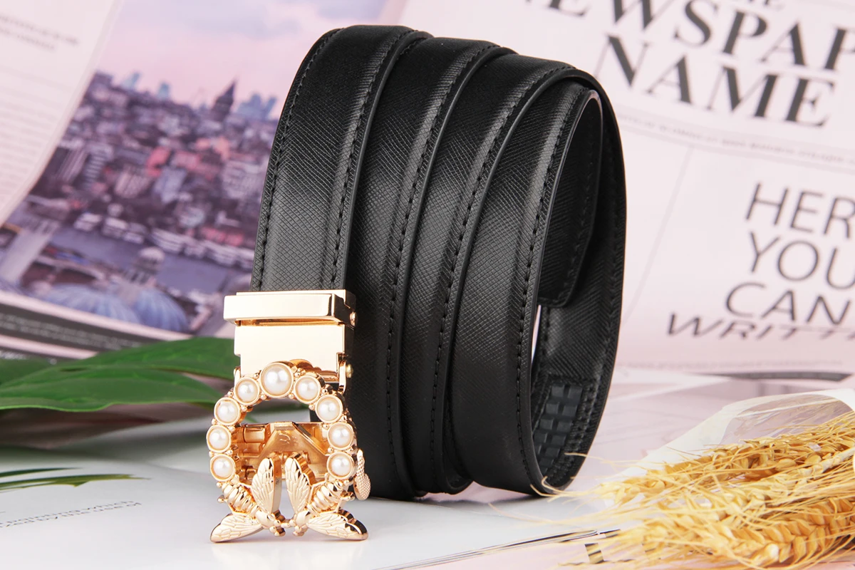 New Fashion Women's Belts Genuine Leather Designer High Quality Belt Women Luxury Straps for Woman White Automatic Buckle Belts