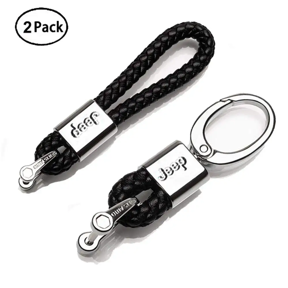 

2Pack Genuine Leather Car Logo Keychain Jeep Key Chain Accessories Keyring Gifts for Men Womens