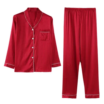 

Long Sleeve Silk Pajamas Autumn Winter Women Pajama Sets Silk Pijama Mujer Sleepwear Suit Pyjamas Loose Plus Size M-3XL Homewear