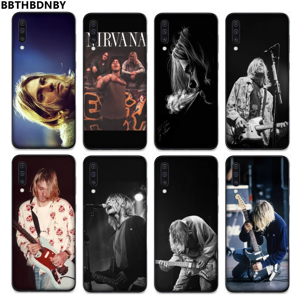 Черный мягкий чехол Nirvana Kurt Cobain для телефона Samsung S6 S7 edge S8 S9 S10 e plus A10 A50 A70 note8 J7 2017 |