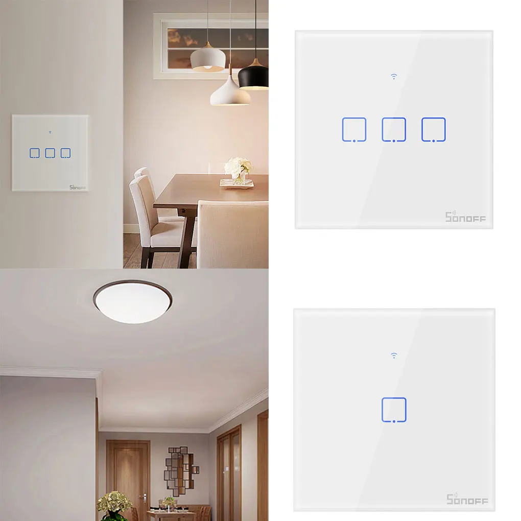 Интеллектуальный выключатель света SONOFF T0 1/2/3 серии TX Wifi светильник выключатель лампы бытовой техники Управление умный выключатель Великобритания Стандартный