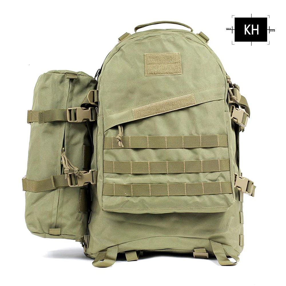 55L большой емкости Molle тактический рюкзак Водонепроницаемый армейский Военный штурмовой мешок Открытый Туризм Горный туризм Охота Кемпинг Сумка - Цвет: KH