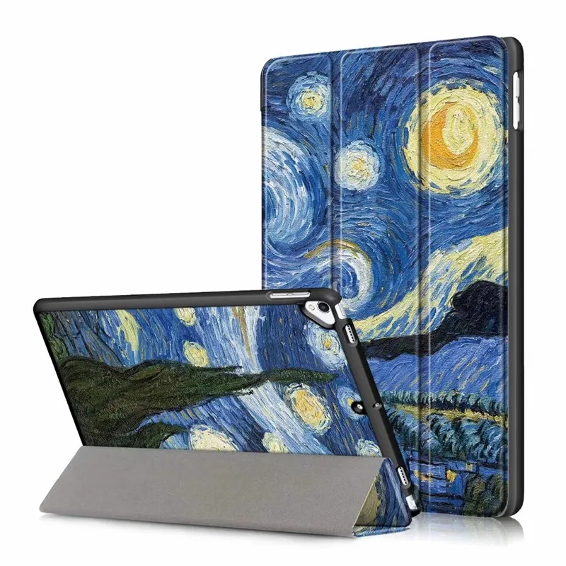 PU кожаный чехол для Apple iPad, ультра тонкий Магнитный защитный чехол для нового iPad 10,2 дюймов Стенд смарт-чехол - Цвет: Van Gogh Painting