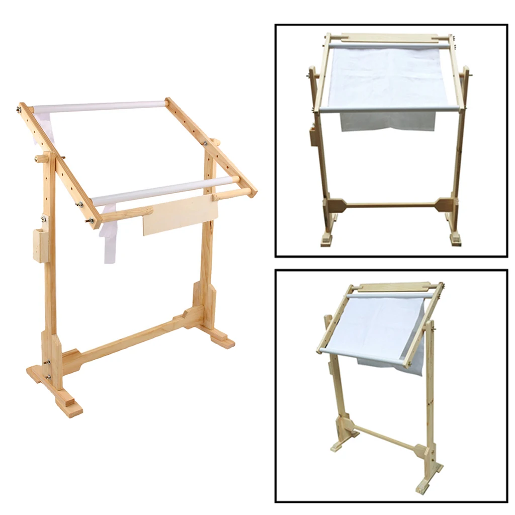 Needlework Table Lap Hands-Free Stand with Adjustable Frame Made of Wood Tapestry Cross Stitch Rack Embroidery Hoop Frame Holder