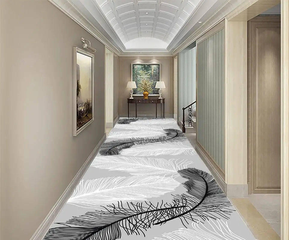 Креативные 3D Перьевые коврики для прихожей, Длинные гостиничные коридоры, коврики для гостиной, спальни, свадебные коврики, кухонные домашние коврики