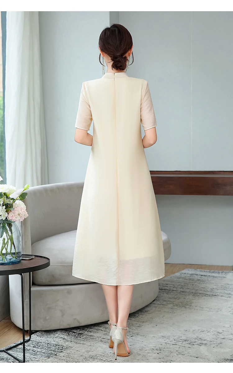 Китайский национальный стиль Женская одежда Hanfu улучшенный Cheongsam женский цветок вышивка короткий рукав летние платья