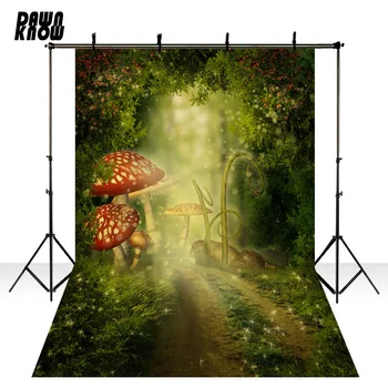 

DAWNKNOW Forest Mushroom Vinyl Photography Backdrops Photocall Baby Fairy Tale Photo Background For Children Photo Studio lv1443