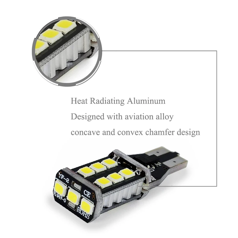 2x T15 W16W 921 супер яркий высокой мощности 15 SMD 2835 Светодиодный Canbus без ошибок автомобильный резервный фонарь лампа Тормозная лампа ксеноновая белая