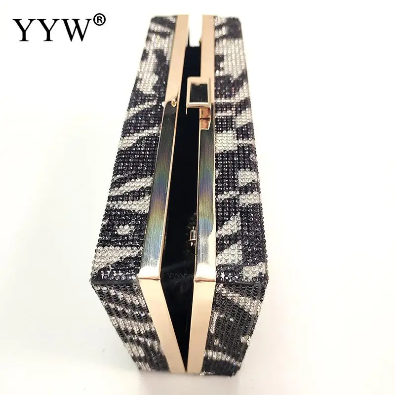 Women Clutch Bags Shoulder Bags Striped Chain Rhinestone Design Evening Clutches Box Bag Crossbody Bags For Party Wedding Purse