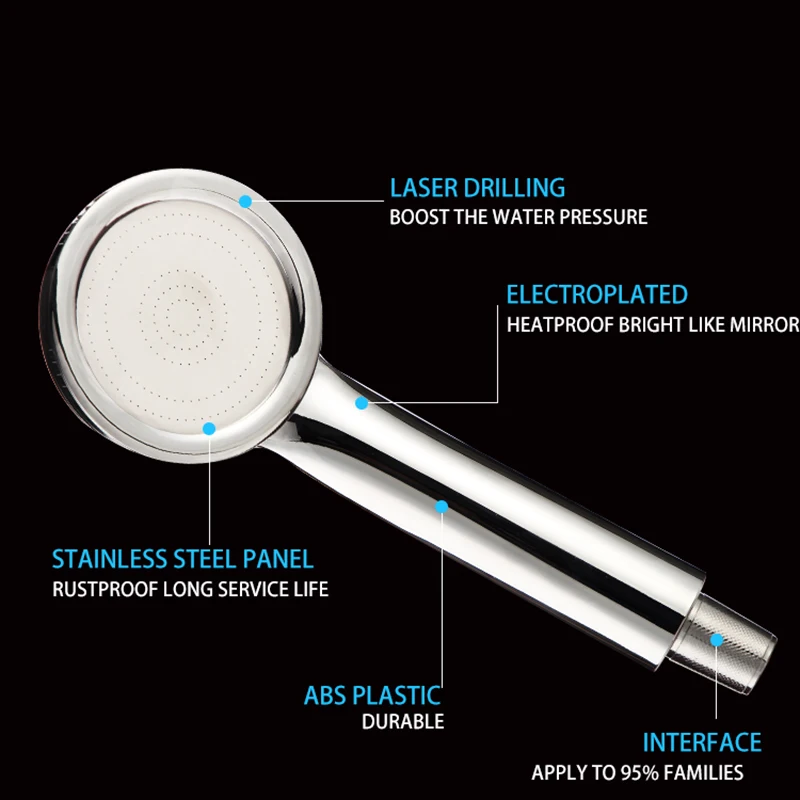 High Pressure Water Saving Rainfall Shower Head Bathroom Accessories ABS Chrome Holder Showerhead Bathroom Accessories