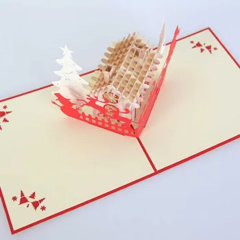 

Paper Sculpture Christmas Decoration Supplies 3D Greeting Cards Decorative Crafts New Year Invitation Card