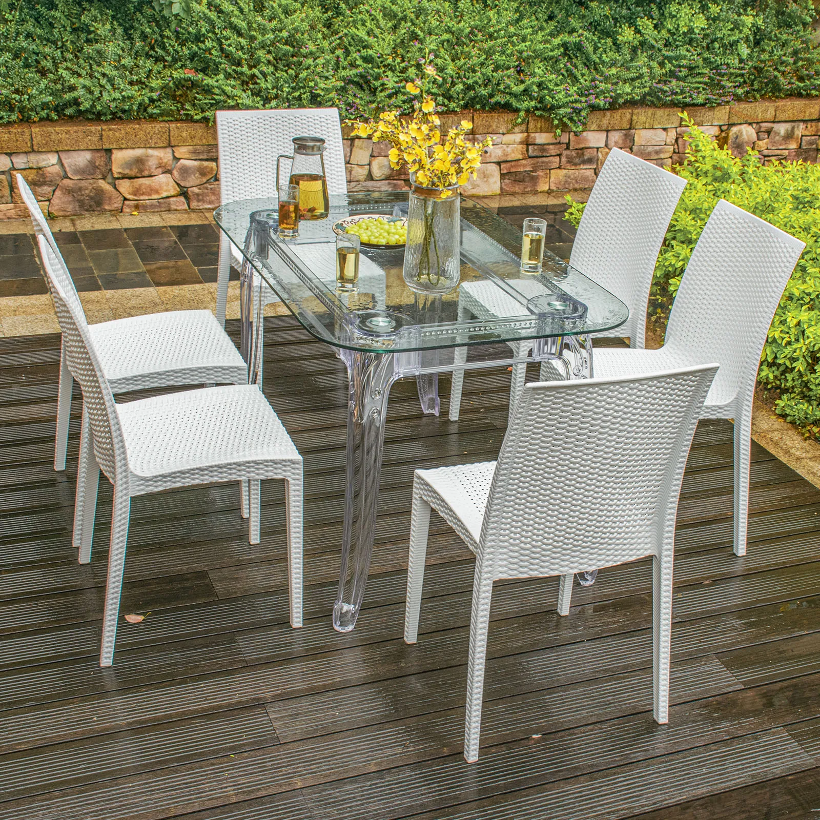 

Furgle 3/6 pcs PC Dinning Chair white Rattan Chiar Simple European style armchair for dining hall and Garden supplies yards