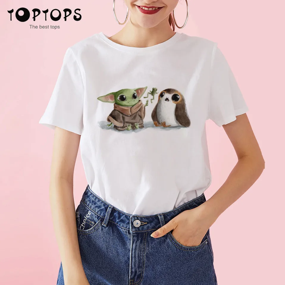 

Lovely Baby Yoda T Shirt Men Star Wars Mandalorian T-Shirt unisex Funny Cartoon The Child Yoda Cute Tshirt Hip Hop Top Tees