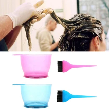 

2Pcs/set Plastic Hair Color Mixing Set Pink Bowl+Dyed Comb Brush Professional Salon Hairdressing Hair Coloring Dyeing Tools Kit