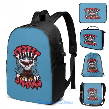 

Funny Graphic print Jawsome - Street Sharks USB Charge Backpack men School bags Women bag Travel laptop bag