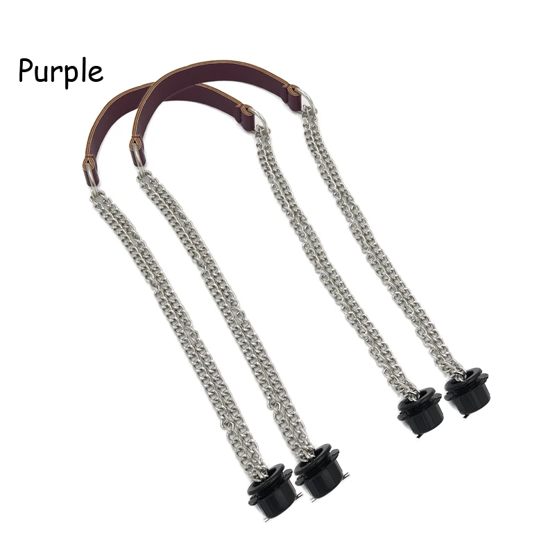 1 Pair Superfiber Leather Flat Handles  Handle Double Metal Chain for O Bag for EVA Obag Women Bag accessories 