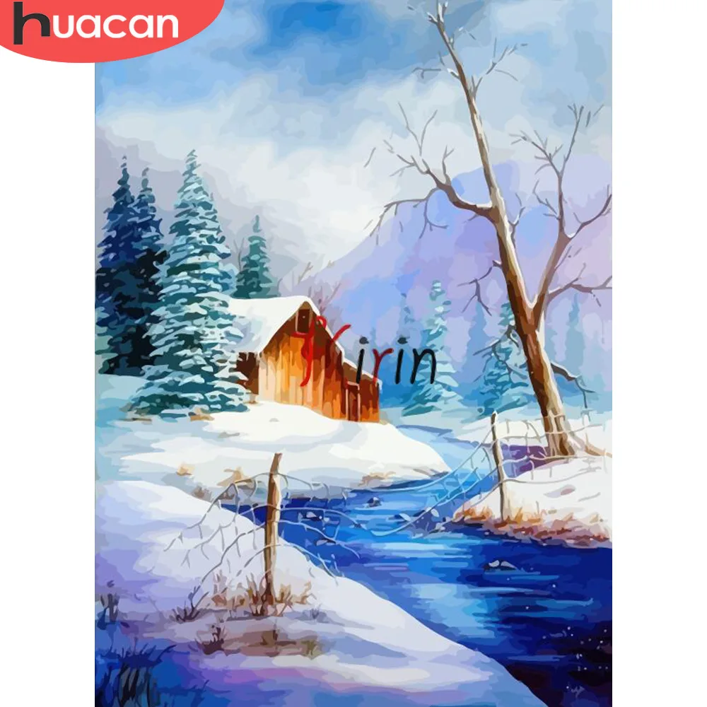 

HUACAN Oil Painting By Numbers Snow Scenery Kits Drawing Canvas HandPainted DIY Pictures Winter Landscape Art Home Decoration