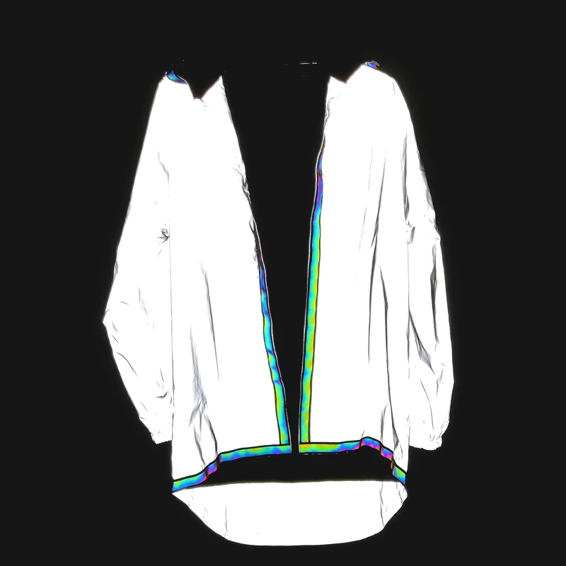 reflective Светоотражающая Длинная ветровка, мужской Тренч, пальто с неровным подолом, плащ, длинная куртка с капюшоном, для танцев, хип-хоп, светоотражающее пальто - Цвет: reflective