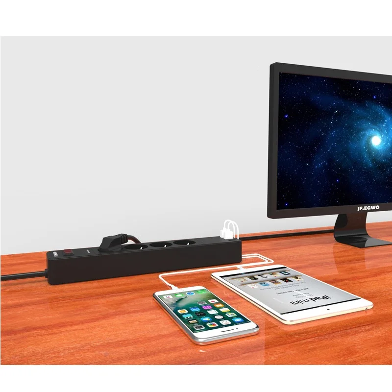 ЕС Штекерный разъем USB Мощность полосы 4 розетки 3 Порты и разъёмы Зарядное