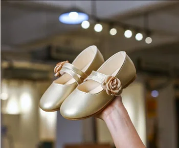 

White Pink Gold Kids Baby Flower Shoes Children Wedding Party Dress Princess Leather Sandal For Teens Girl Dance Shoes New