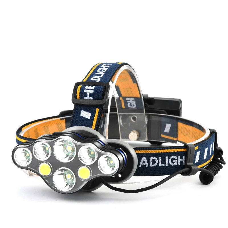 cheap LED Headlight 2T6 4XPE 2COB Led Headlamp 8 Modes Head Lamps USB Rechargeable Waterproof Hunting Flashlight Use 18650 Battery