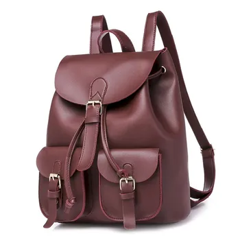 

Fashionable Simple PU Women Bagpack Portable Travel Backpack Student School Bags Teenager Bookbag Teenage Girls Backpacks Black
