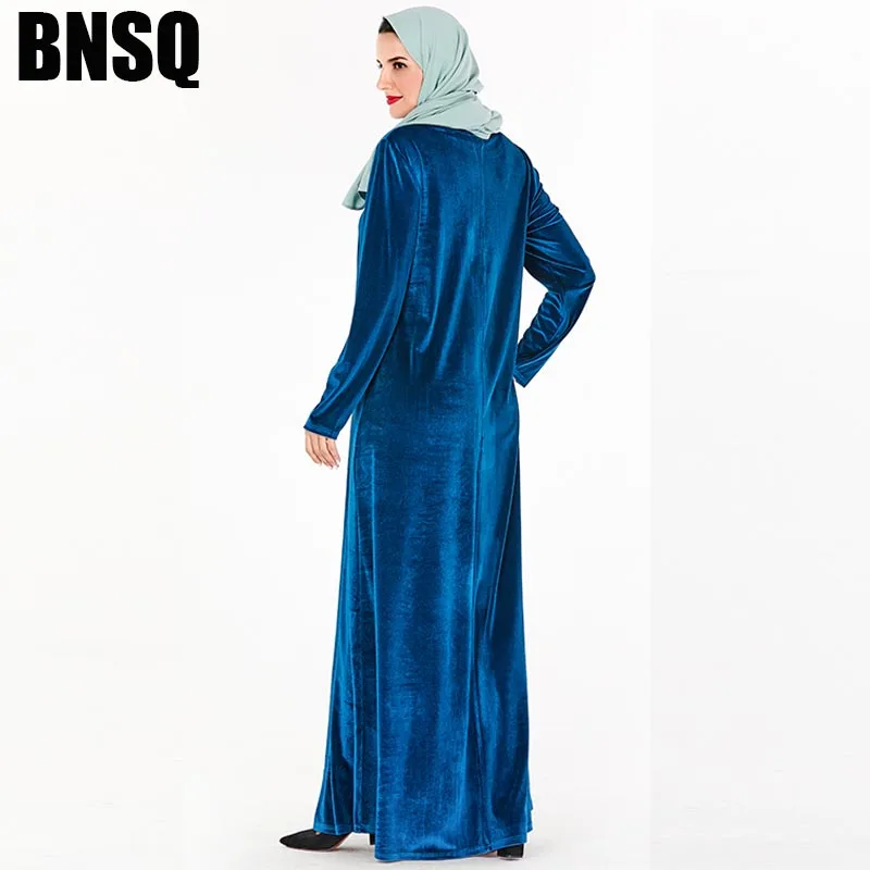 BNSQ бархат Абая Дубайский Мусульманский платье хиджаб абайя для женщин марокканский кафтан турецкие платья молитва Исламская одежда халат