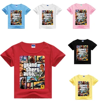 

HOT Boys Girls T Shirt 1 gta T Shirt gta Street Fight Long with gta 5 clothes Children Cotton Tees Short Sleeve Kids Clothes