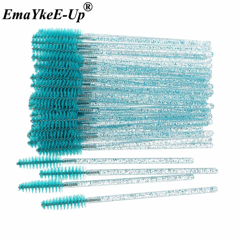 Crystal Peacock blue 50 шт Женские Модные кисти для ресниц, одноразовые кисти для макияжа, Хрустальные кисти для бровей/ресниц/туши для ресниц, кисти для ресниц - Цвет: Crystal Peacock blue