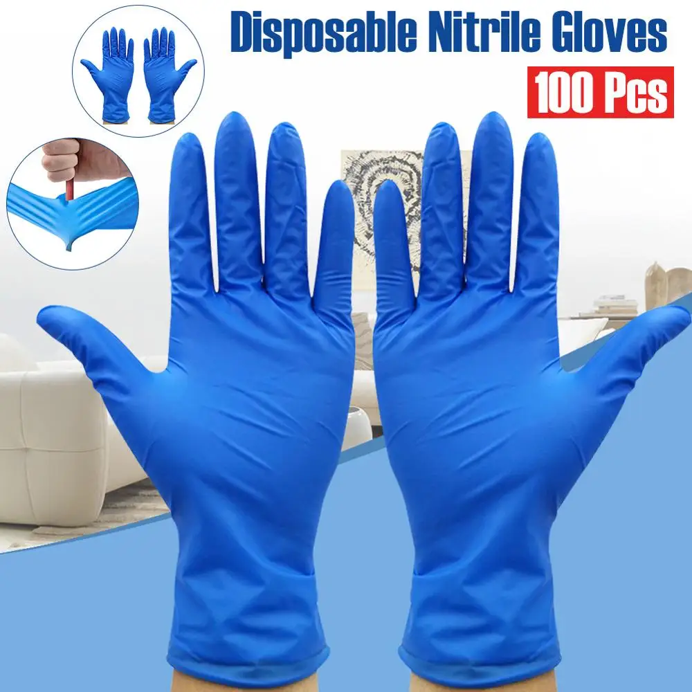 

100pcs Non-slip Disposable Nitrile Gloves Powder-free Blue Exam Gloves