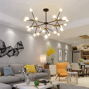 

Black Flush Mount Chandelier Lighting Living Bedroom Kitchen Glass bubble chandelier Tree Branch Round Ball Chandelier Lighting