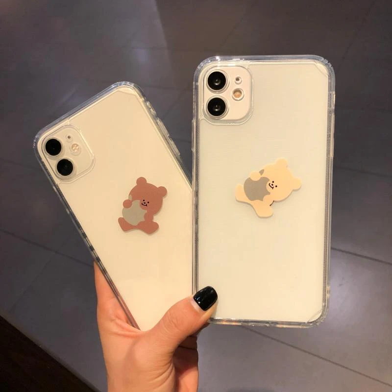 Cute Cartoon Funny Bear Frame Border Phone Case For Iphone 13 12 11 Pro Max Mini 7 8 Plus Xs Max Xr Couples Soft Clear Tpu Cover Mobile Phone Cases Covers Aliexpress