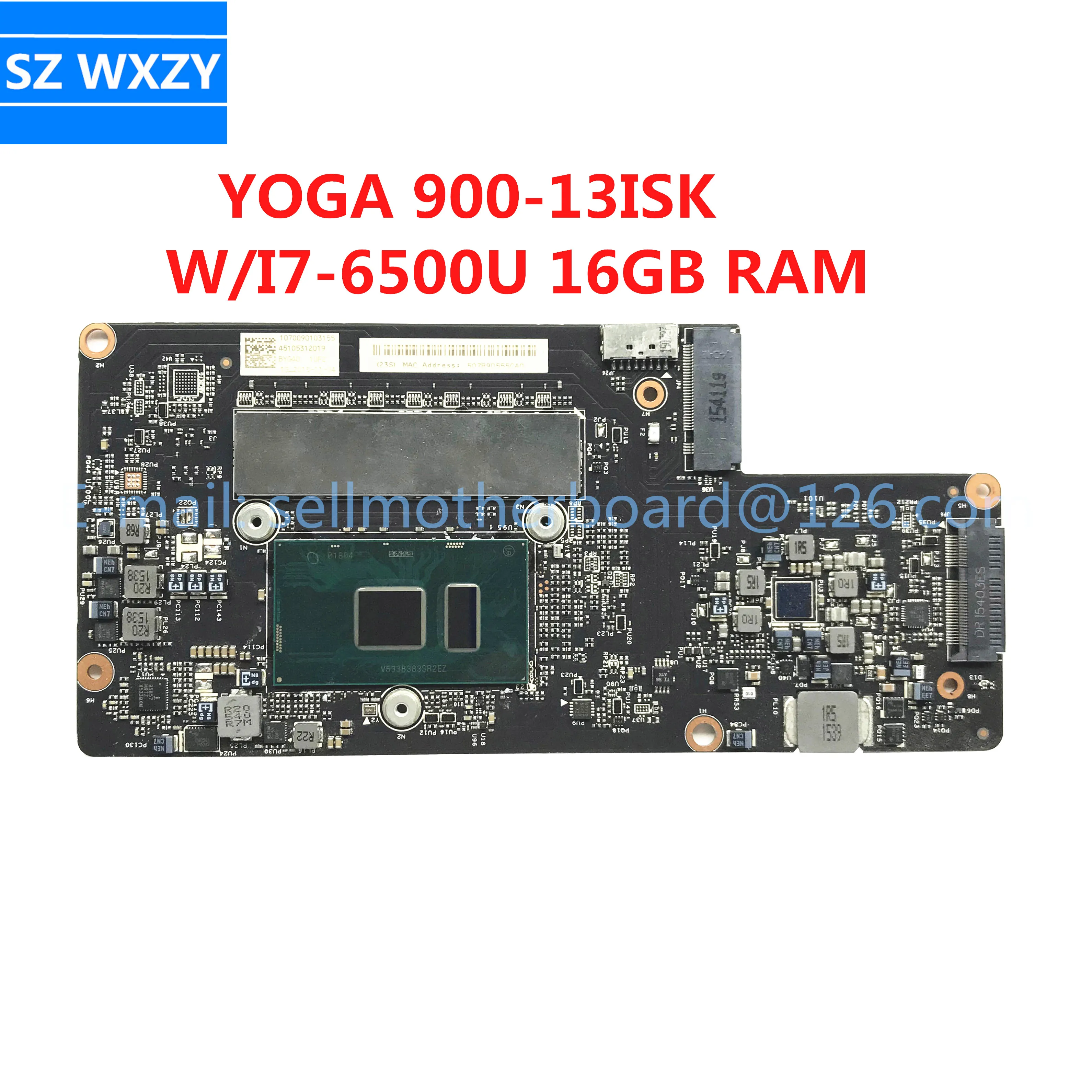 For Lenovo YOGA 900-13ISK Laptop Motherboard With SR2EZ I7-6500U 16GB RAM FRU 5B20K48454 BYG40 NM-A411 100% Tested Fast Ship | Компьютеры