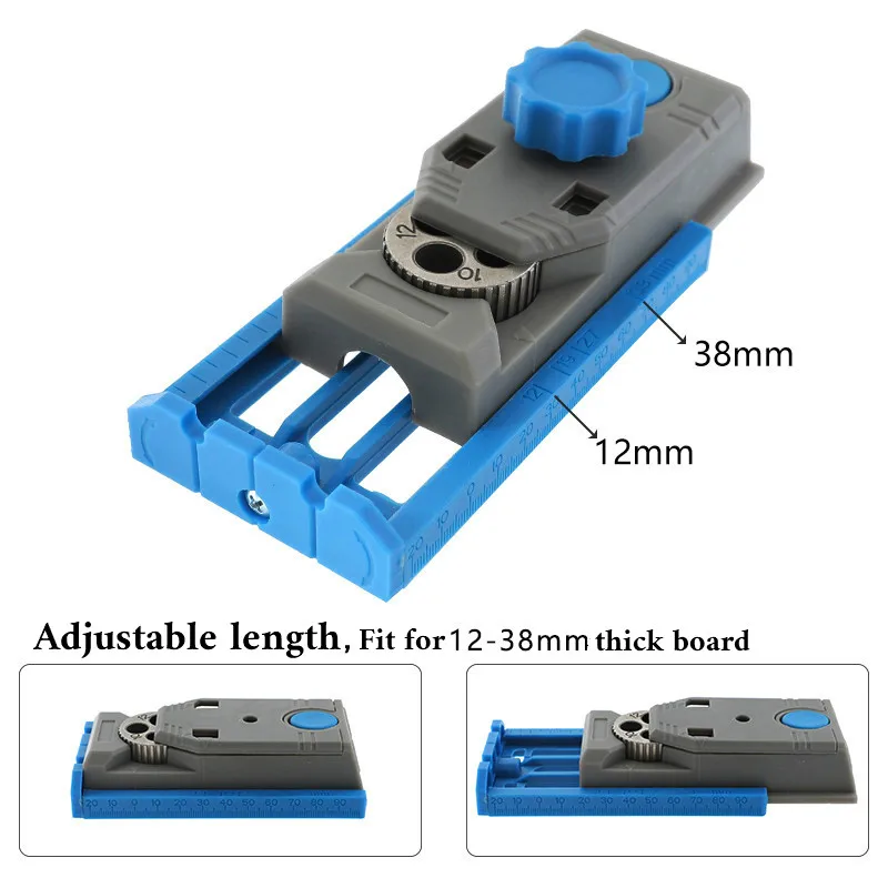 2 in 1 Genius Woodworking Pocket Hole Jig Kit Set 9.5mm Drill For Pilot W/ Scale Straight Hole Positioner Punching Tool