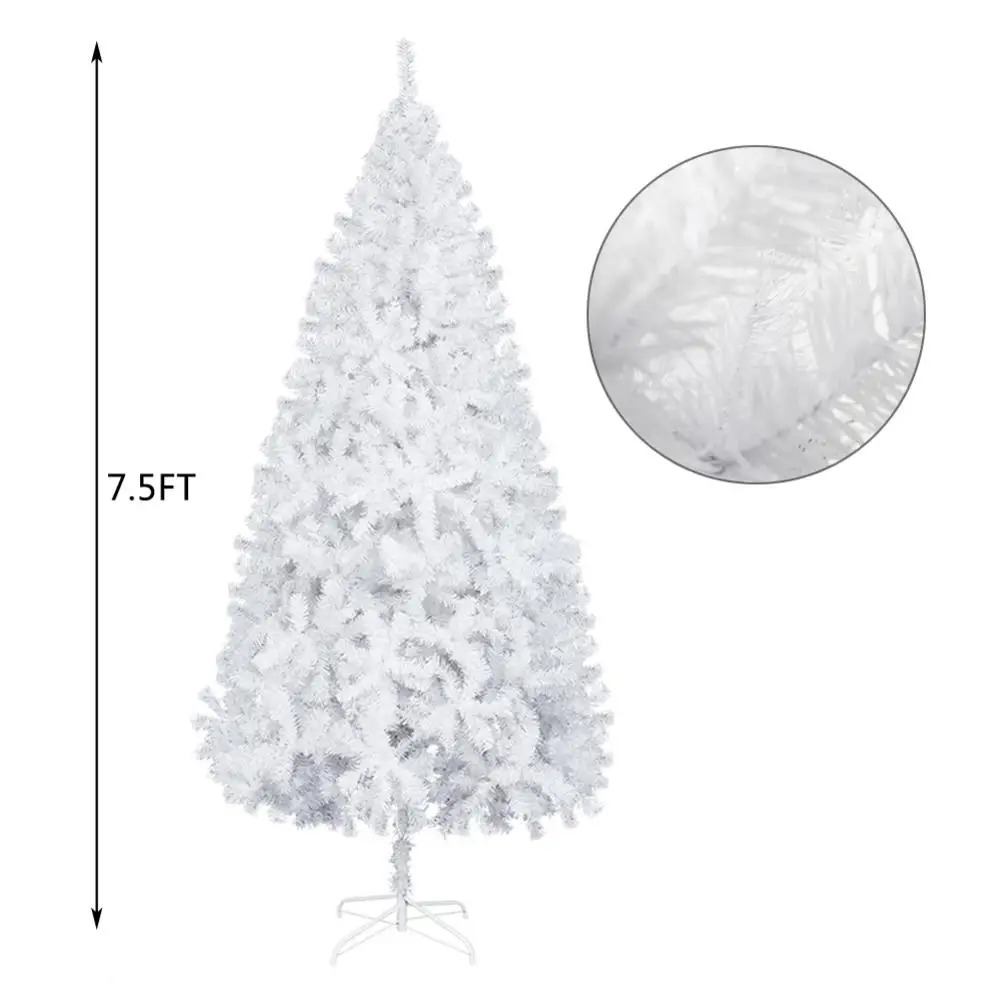 

New Year Xmas Tree 2019 Christmas Artificial-Tree 7.5FT Iron Leg White Christmas Tree with 1200 Branches Home Decor