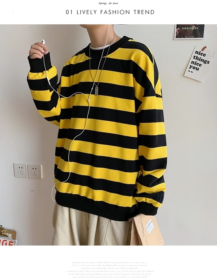 Men's 13 Color Full High-quality Coats Stripe Printing Hoodies Mens Cotton Clothes Pullover Casual Loose Sweatshirts Size M-5XL