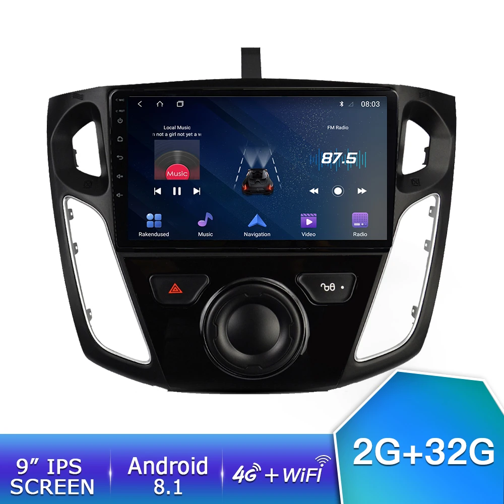 EKIY " ips Android 8,1 Автомобильный мультимедийный радио 4G+ 64G No 2din автопроигрыватель аудио для Ford Focus 3 2012- gps Навигация стерео - Цвет: 2G 32G