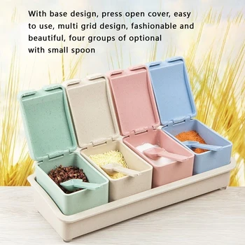 

Spice Box Set Seasoning Box Seasoning Rack Spice Pots Storage Container Condiment Jars Cruet Cover And Spoon Kitchen Utensils