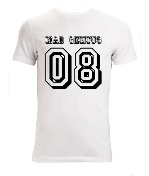 Mad Genius 08 стильная надпись качество Мужская (Woman'S Available) рубашка белая