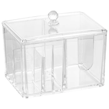 

Holder Clear Makeup Organizer Square Cotton Balls Containers Canister for Cotton Swabs Cosmetics Jewelry