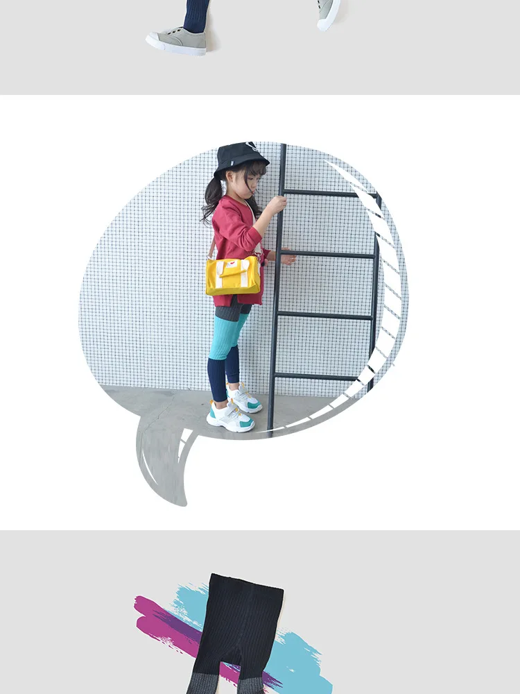 He zi dream Origional New Style Crawler Combed Cotton Knitted Thread CHILDREN'S Leggings Spell Three-Color Girls' Cropped Pants