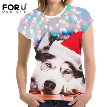 

Christmas T-shirt Woman Animal Print Tshirts Female Summer O-neck Casual T shirt Breathable Top Christmas Plus Size Tee Shirt