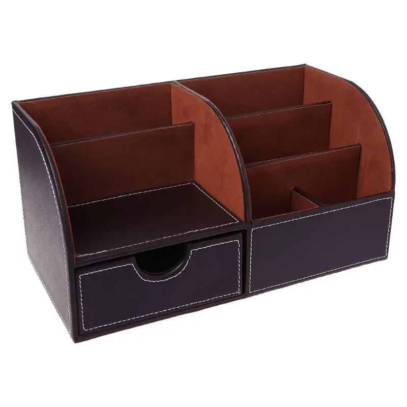 

7 7 Storage Compartments Multifunctional Leather Office Desktop Organizer Business Card Pen Pencil Mobile Phone Holder Storage