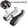Motorcycle Exhaust Muffler Middle Tail Vent Pipe Stainless Steel Black White Slip on for Yamaha YZF R3