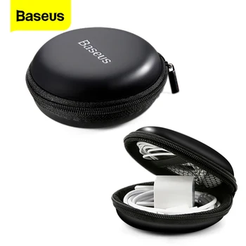 

Baseus Headphone Earphone Case Srorage Hard Bag Mini Zippered Round Box For SD TF Card Cable U Disk Flash Drive Portable Case