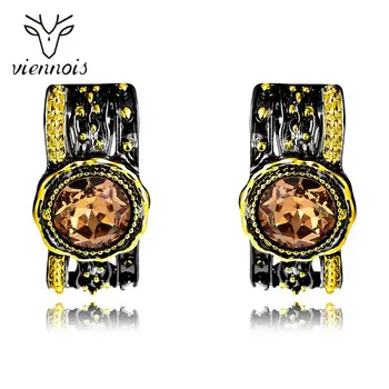 

Viennois Stud Women Irregular Earrings Rhinestone Crystal Vintage Retro Style Gun/Gold/Rose gold Earring with for Earrings