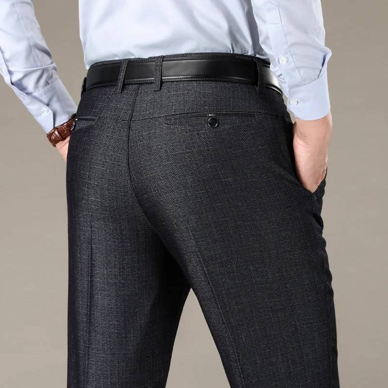 

2019Autumn men's trousers business Casual pants High quality Anti wrinkle smooth wear for men Straight suit pants Loose