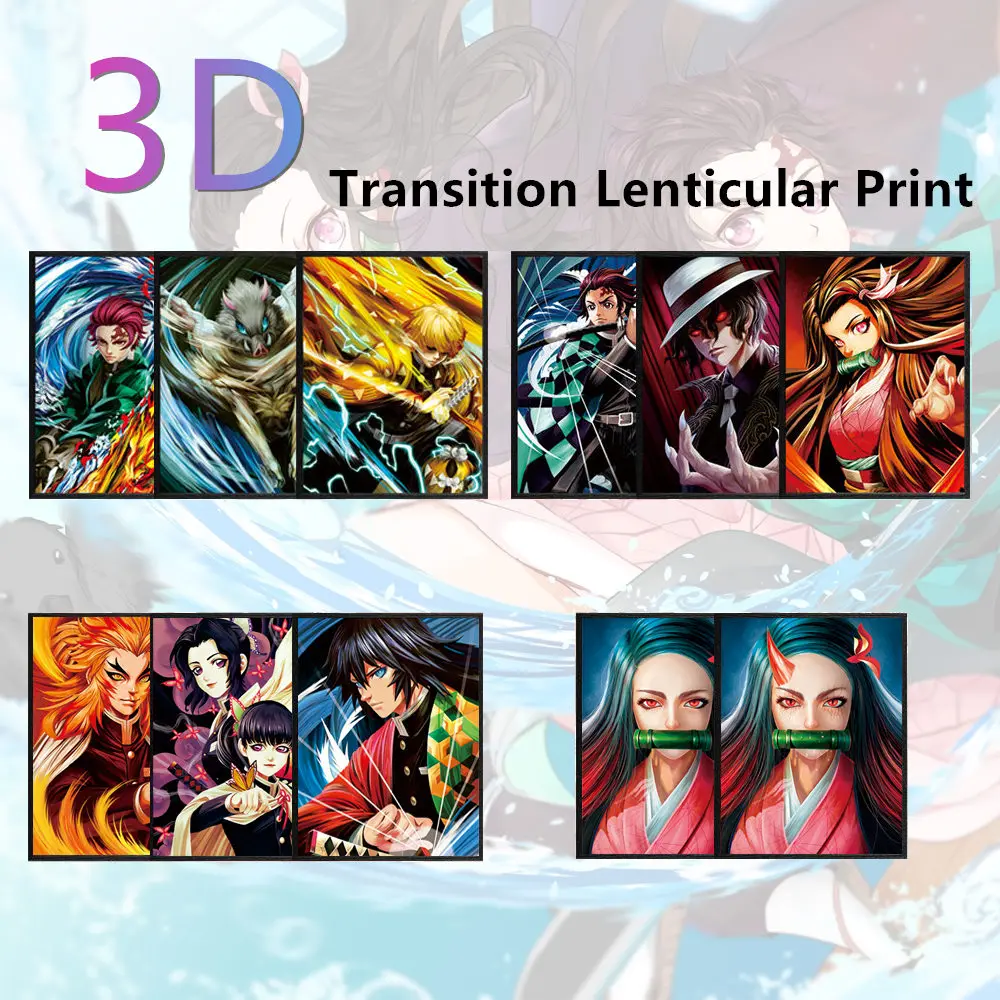 Póster 3D de Demon Slayer, póster de Anime Kimetsu No Yaiba, póster