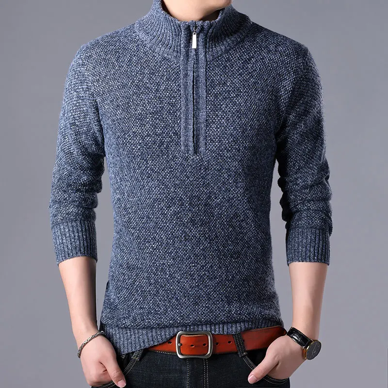 2019 autumn and winter new plus velvet thick large size sweater coat collar collar pullover Polo shirt pullover sweater
